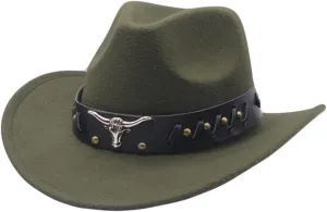 Cowboy Hats for Women Men Adult Western Vintage Sun Hats Rolled Wide Brim Dress Hats Rhinestone Retro Bucket Hats