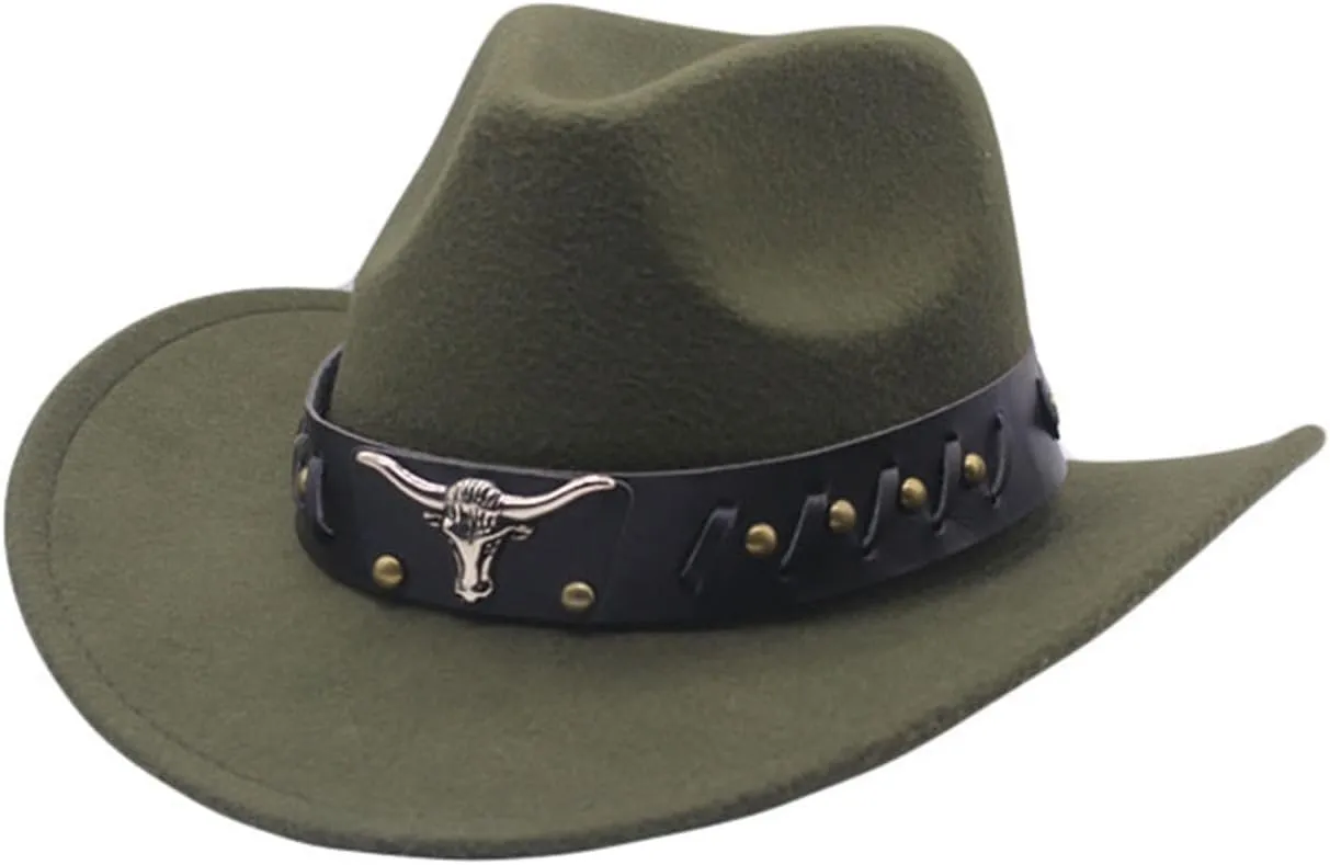 Cowboy Hats for Women Men Adult Western Vintage Sun Hats Rolled Wide Brim Dress Hats Rhinestone Retro Bucket Hats