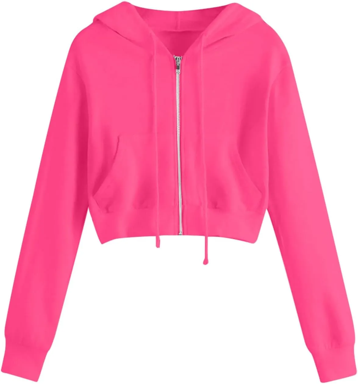 Cropped Hoodie Women Zip Up Hooded Sweatshirt 2023 Fashion Fall Crop Jackets Casual Cute Long Sleeve Crop Tops