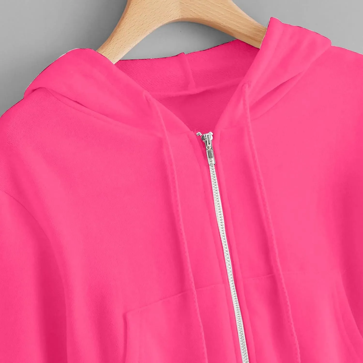 Cropped Hoodie Women Zip Up Hooded Sweatshirt 2023 Fashion Fall Crop Jackets Casual Cute Long Sleeve Crop Tops