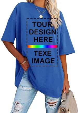 Custom T Shirts for Women Men Design Your Own Shirt Add Text/Image/Logo Graphic Tee Printed Photo Front/Back