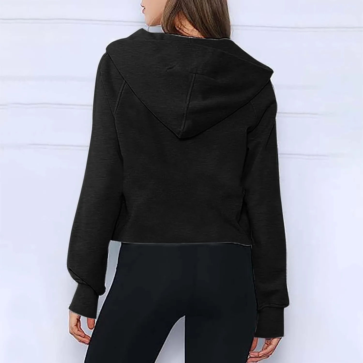 Dademeo Womens Cropped Hoodies Fleece Quarter Zip up Pullover Sweatshirts Winter Clothes 2023 Outfits Fashion Shirts Coat