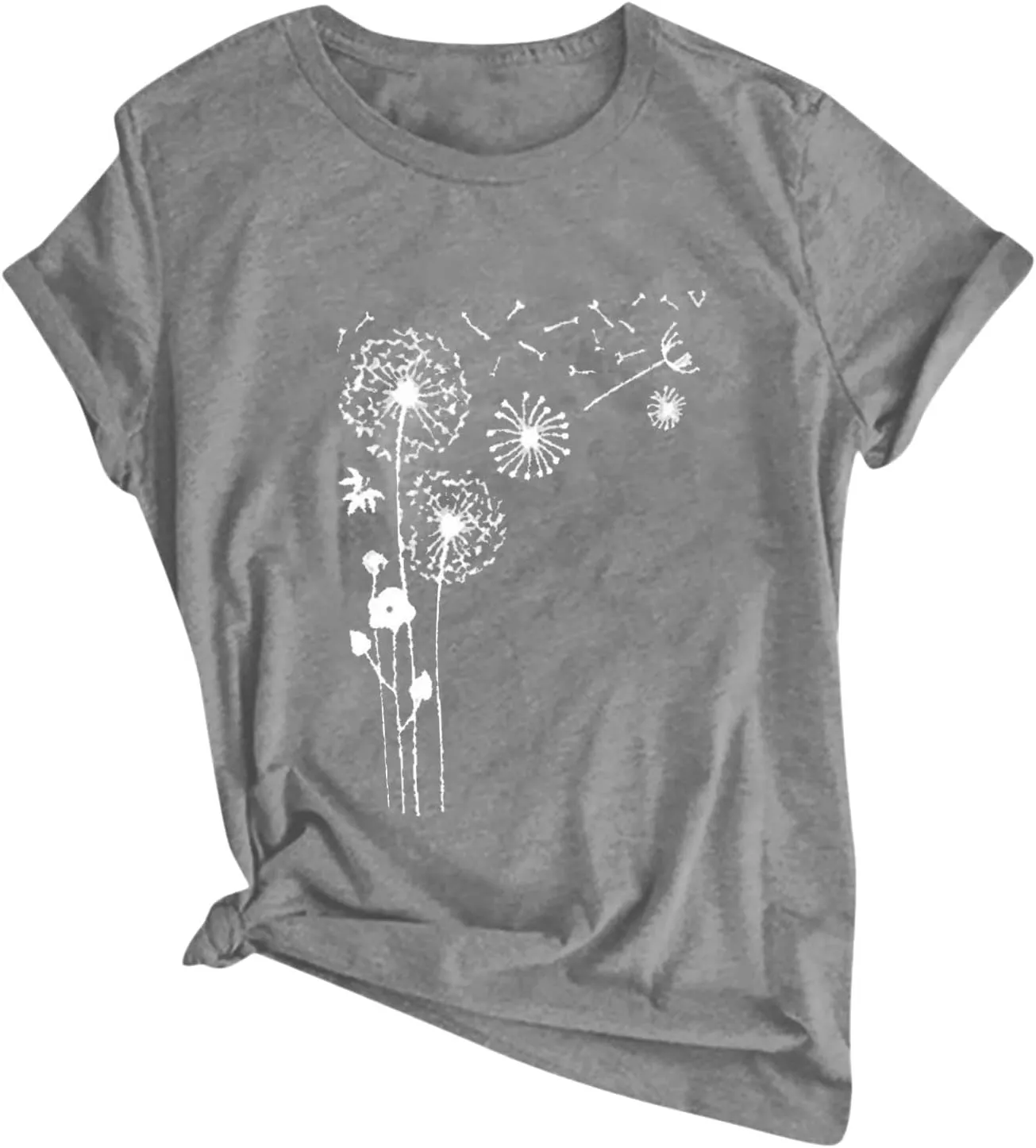 Dandelion Graphic Tees for Women Cute Dandelion Tee Shirts Casual Crew Neck T Shirts 2024 Summer Basic Top Blouse