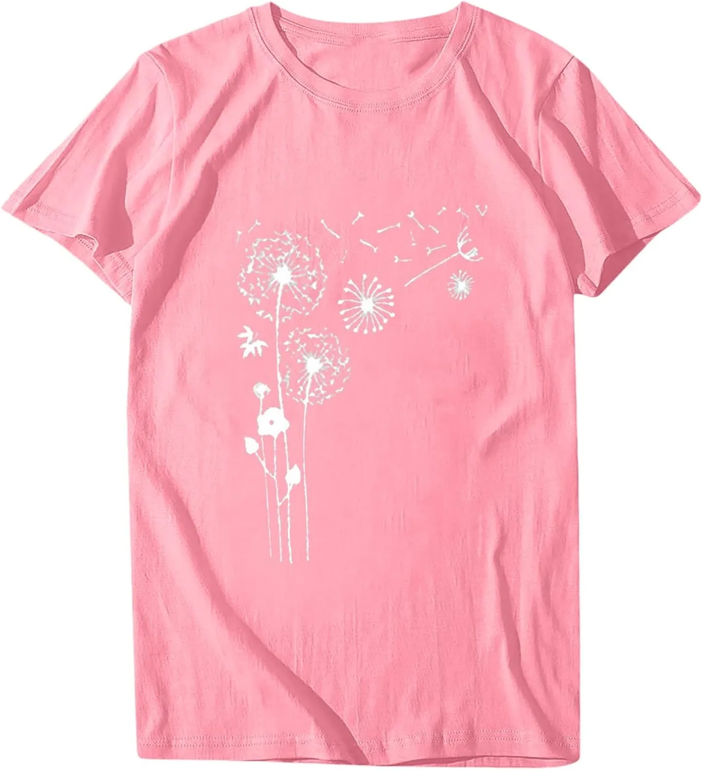 Dandelion Graphic Tees for Women Cute Dandelion Tee Shirts Casual Crew Neck T Shirts 2024 Summer Basic Top Blouse