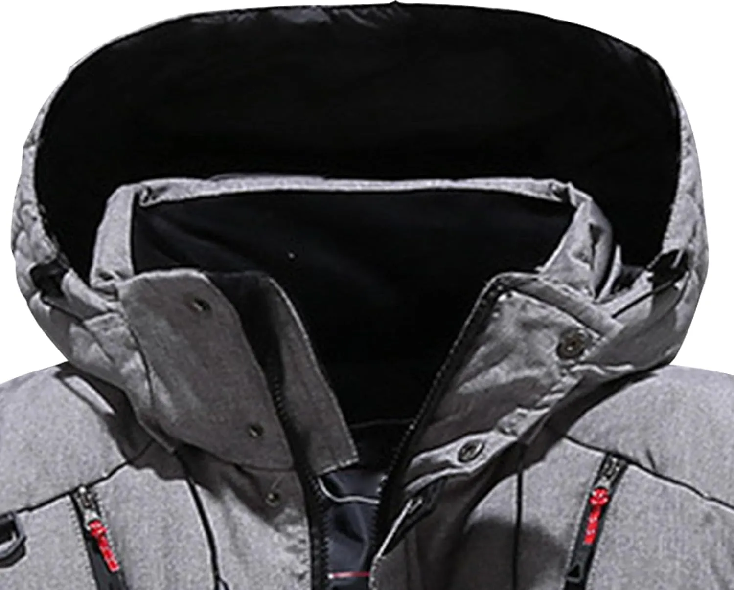 DGHM-JLMY Men Multi-Pocket Winter Outdoor Hooded Down Jacket Cargo Down Coat Detachable Hooded Thickened Down Puffer Jacket