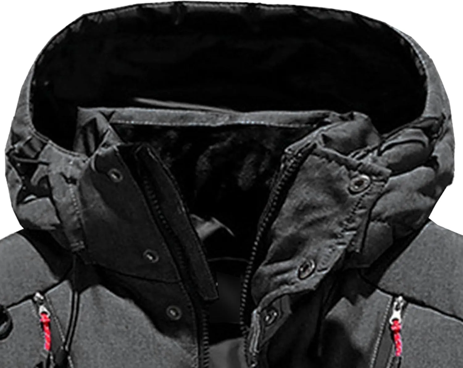 DGHM-JLMY Men Multi-Pocket Winter Outdoor Hooded Down Jacket Cargo Down Coat Detachable Hooded Thickened Down Puffer Jacket