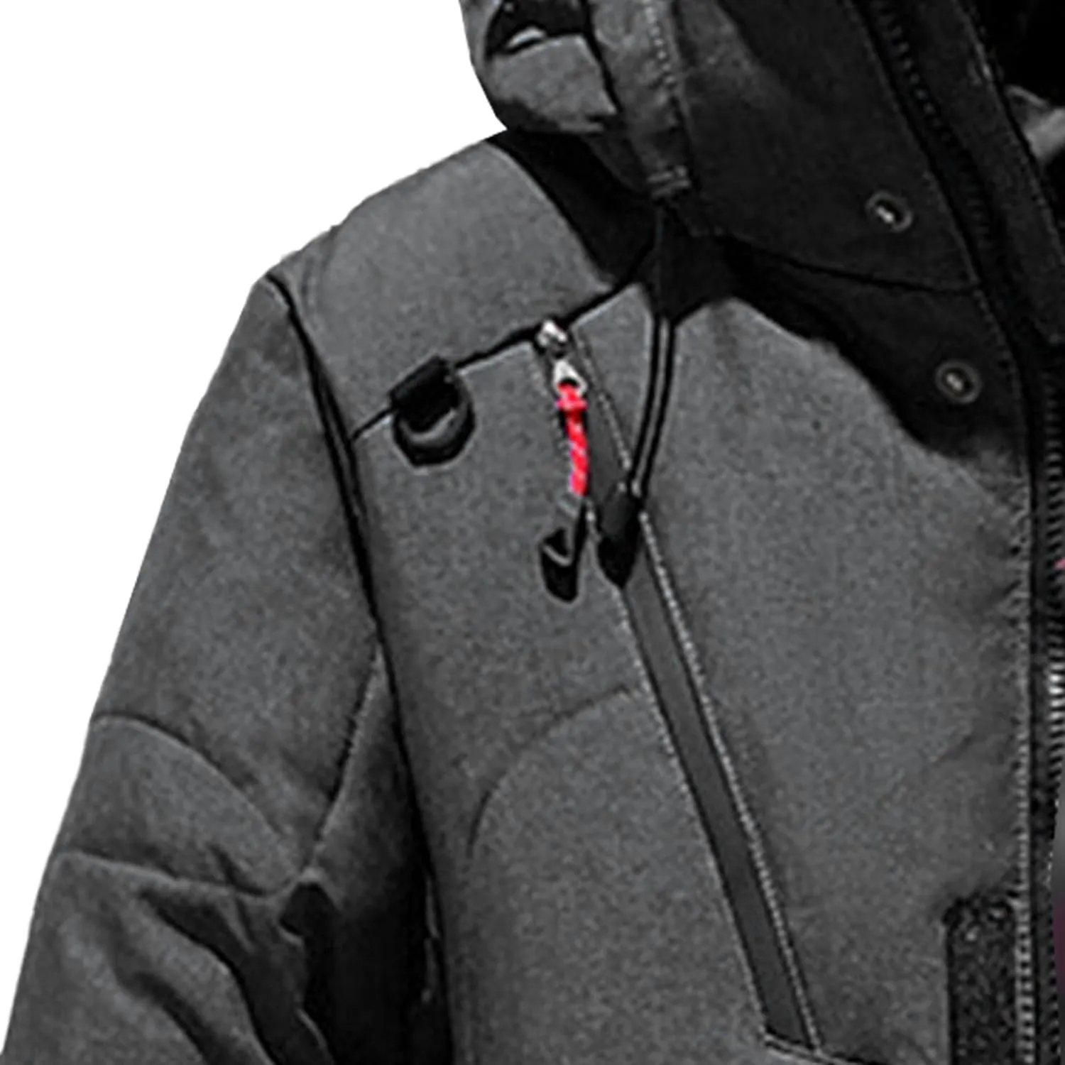 DGHM-JLMY Men Multi-Pocket Winter Outdoor Hooded Down Jacket Cargo Down Coat Detachable Hooded Thickened Down Puffer Jacket
