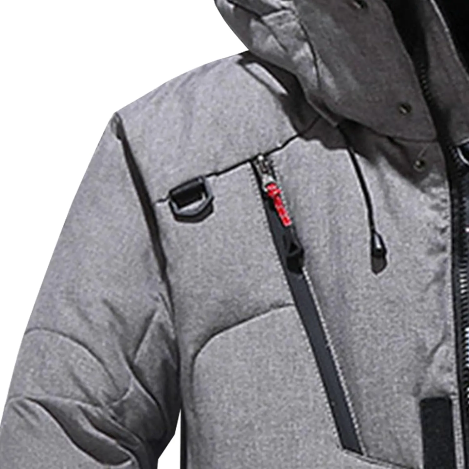 DGHM-JLMY Men Multi-Pocket Winter Outdoor Hooded Down Jacket Cargo Down Coat Detachable Hooded Thickened Down Puffer Jacket