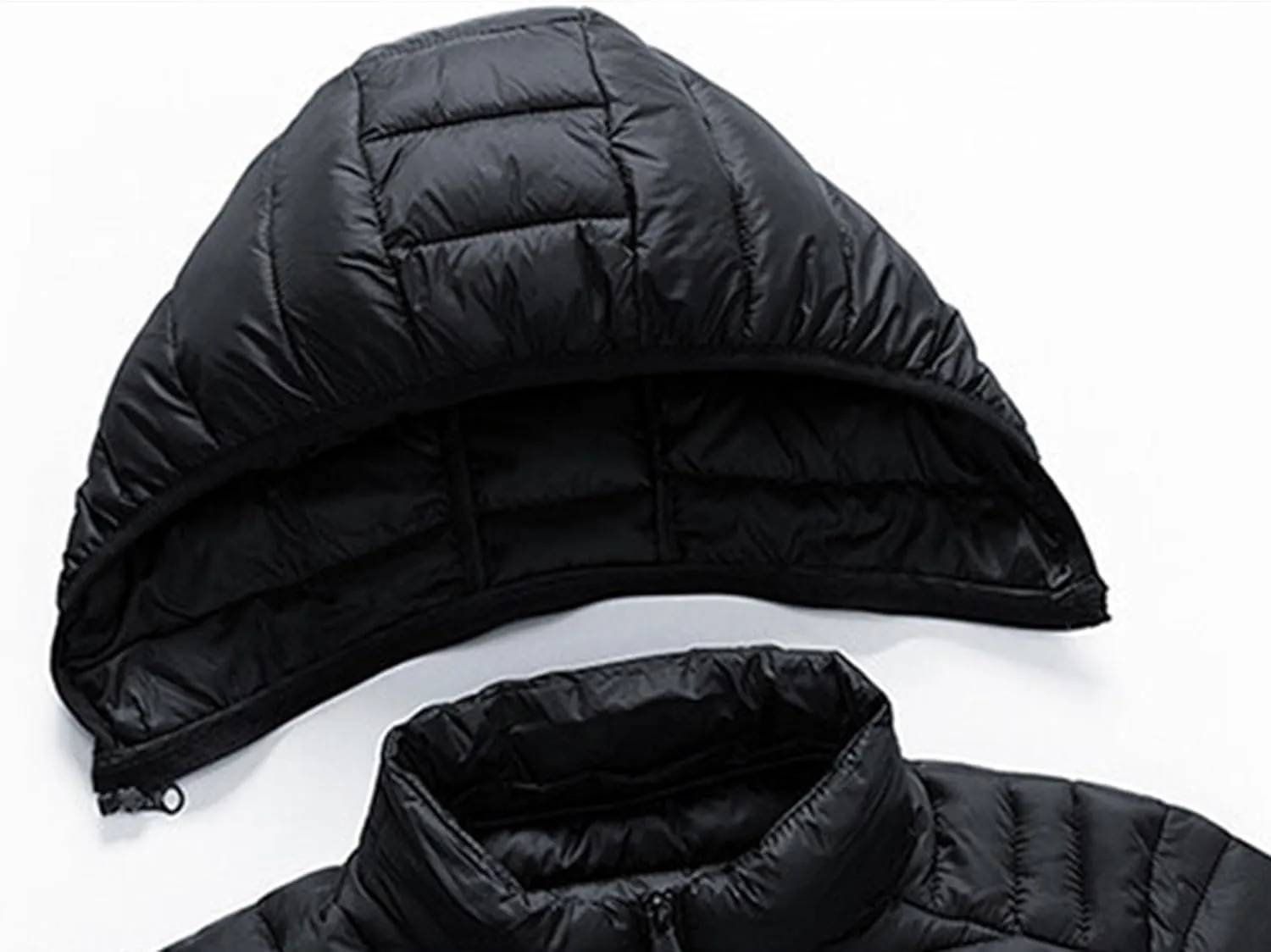 DGHM-JLMY Men's Lightweight Winter Slim Fit Hood Down Jacket Full Zip Puffer Quilted Hooded Pocket Zip Warm Thicken Coat Hood