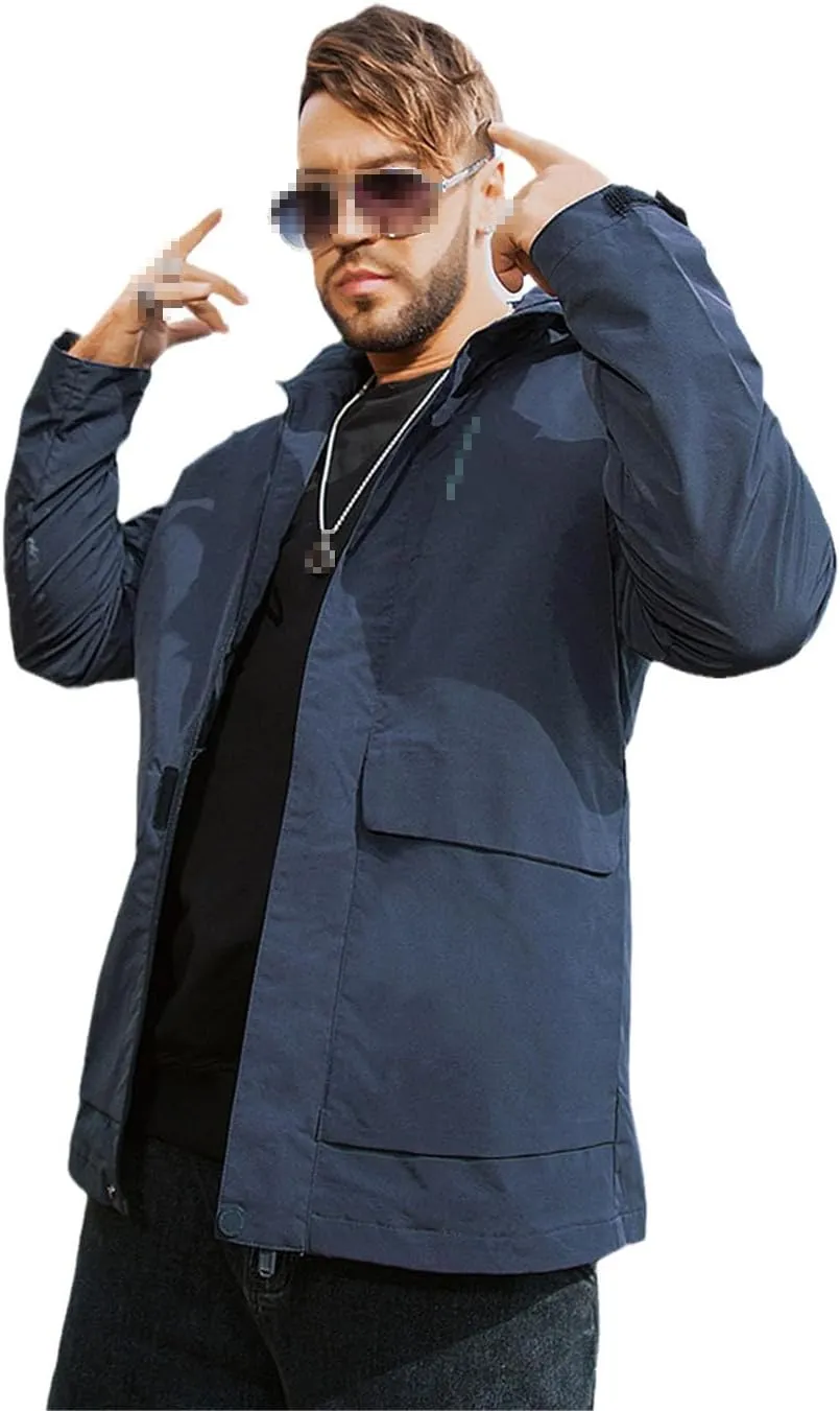 Dvbfufv Spring Autumn Men's Windbreaker Jacket Hooded Soft Coat Men Outdoor Hiking Windproof Waterproof Big Size Jackets