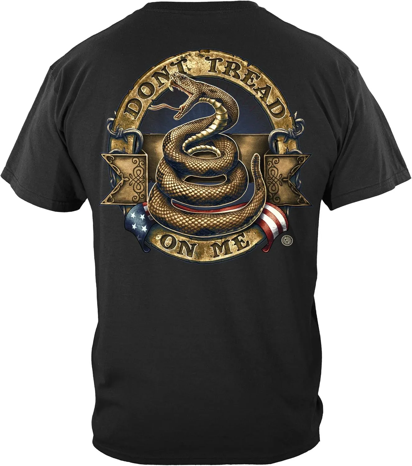 Erazor Bits 2nd Amendment Black T-Shirt, Patriotic, Don't Tread On Me, Unisex-Adults, Short Sleeve, Regular Fit