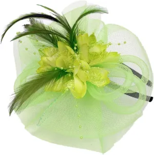 Fascinators for Women Tea Party Headband Hats Cocktail Flower Mesh Feathers Headwear Hair Clip for Wedding