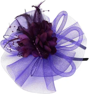 Fascinators for Women Tea Party Headband Hats Cocktail Flower Mesh Feathers Headwear Hair Clip for Wedding