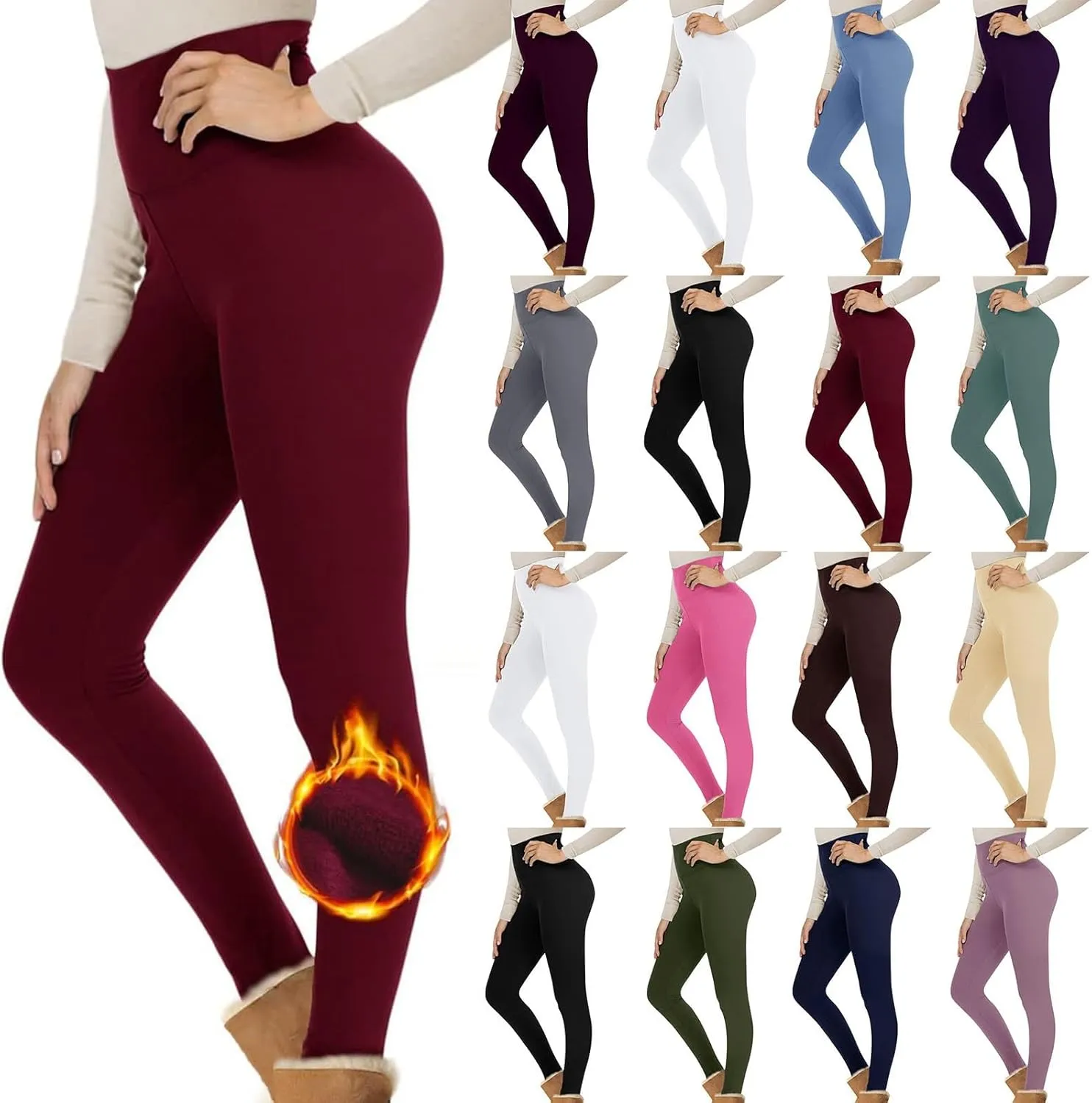 Fleece Lined Leggings Women Winter High Waisted Yoga Pants Workout Tummy Control Thick Thermal Warm Legging