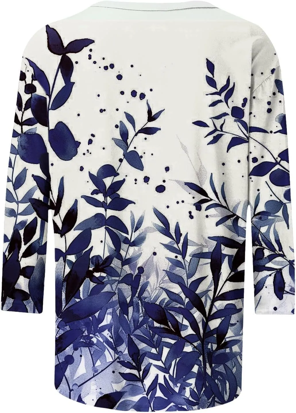 Funny Floral Printed T Shirts for Women 3/4 Length Sleeve Summer Tops Crewneck Three Quarters Tunic Tees