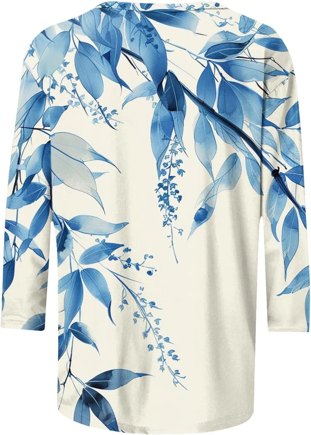 Funny Floral Printed T Shirts for Women 3/4 Length Sleeve Summer Tops Crewneck Three Quarters Tunic Tees