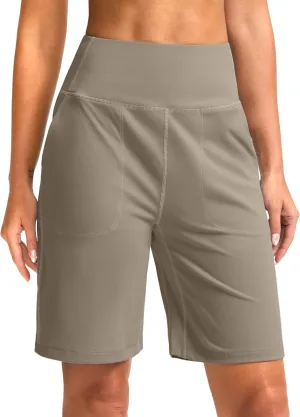 G Gradual Womens Shorts 9" Bermuda Shorts 2 Big Pockets High Waisted Long Knee Length Shorts for Yoga Athletic Workout Casual