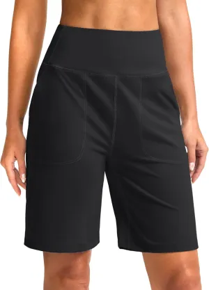 G Gradual Womens Shorts 9" Bermuda Shorts 2 Big Pockets High Waisted Long Knee Length Shorts for Yoga Athletic Workout Casual