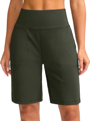 G Gradual Womens Shorts 9" Bermuda Shorts 2 Big Pockets High Waisted Long Knee Length Shorts for Yoga Athletic Workout Casual