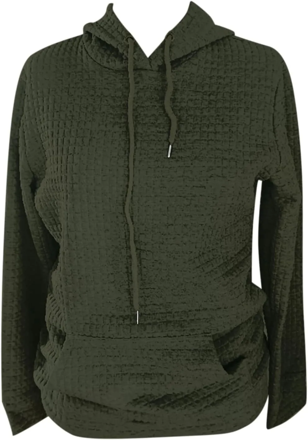 GIERIDUC Womens Oversized Hoodies Fall Winter Casual Waffle Plaid Sweatshirt Pockets Long Sleeve Drawstring Hooded Pullover