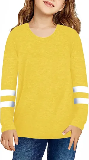 Girls Long Sleeve Shirts Strip Crewneck Tunic Tops Pullover Sweatshirts Casual Loose Tunic Blouse Toddler Girl Clothes