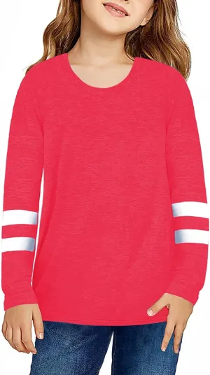Girls Long Sleeve Shirts Strip Crewneck Tunic Tops Pullover Sweatshirts Casual Loose Tunic Blouse Toddler Girl Clothes