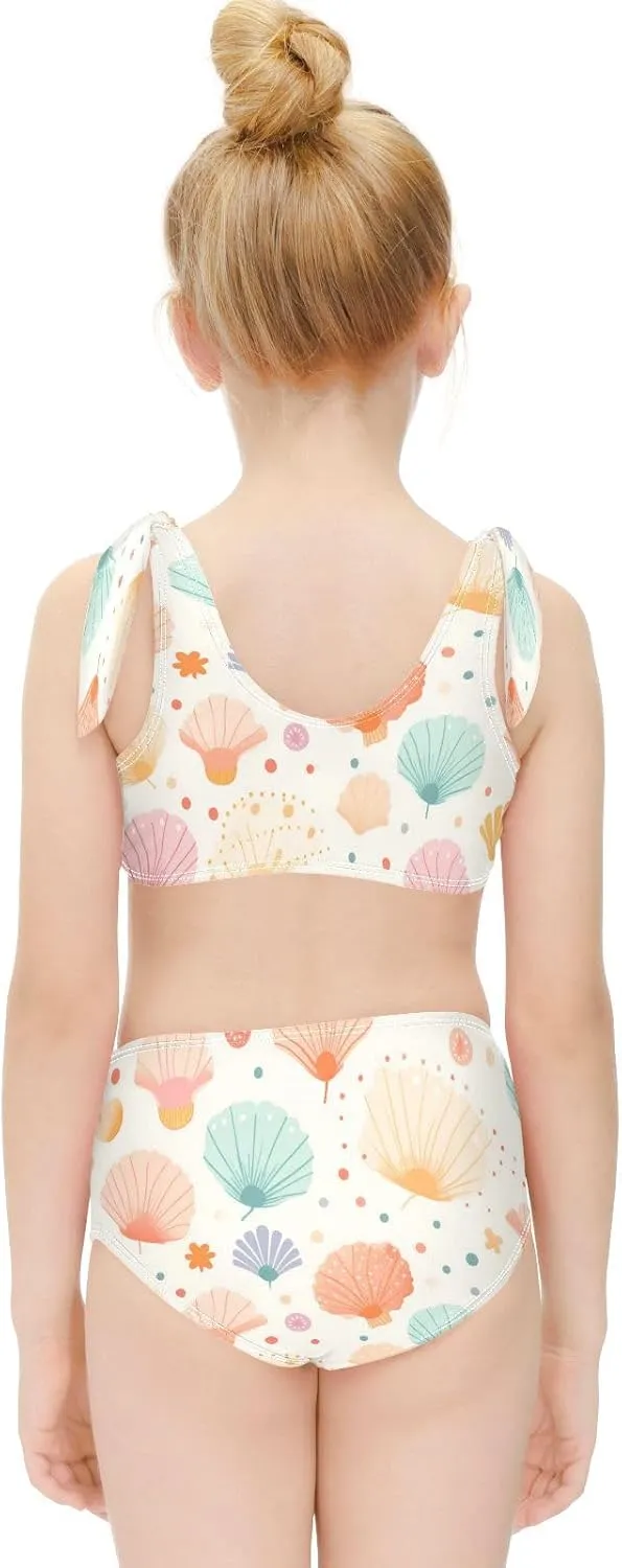 Girls Swimsuits Set 2pcs Smile Dog Bathing Bikini Suits Tie Tankini