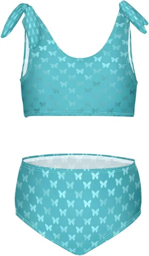 Girls Swimsuits Set 2pcs Smile Dog Bathing Bikini Suits Tie Tankini