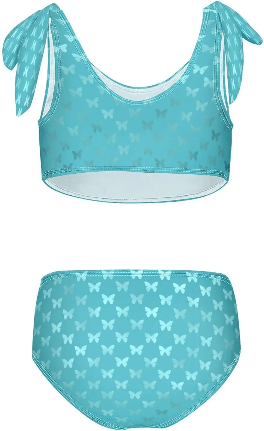 Girls Swimsuits Set 2pcs Smile Dog Bathing Bikini Suits Tie Tankini