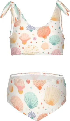 Girls Swimsuits Set 2pcs Smile Dog Bathing Bikini Suits Tie Tankini