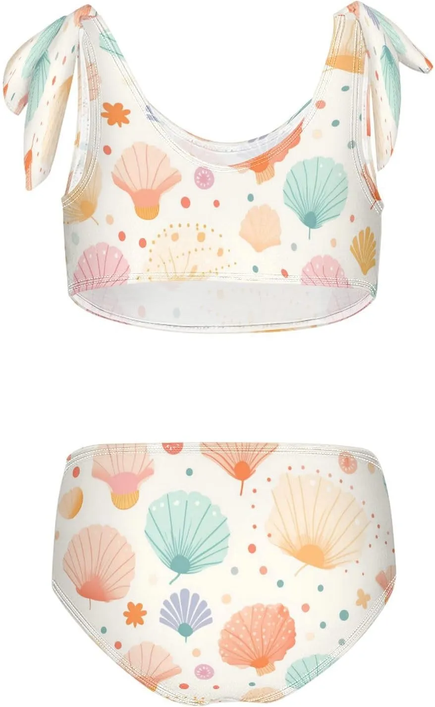 Girls Swimsuits Set 2pcs Smile Dog Bathing Bikini Suits Tie Tankini