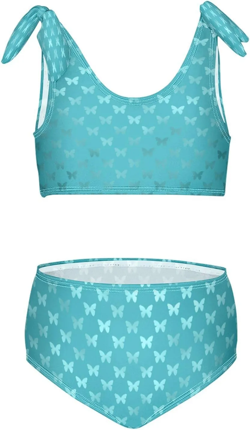 Girls Swimsuits Set 2pcs Smile Dog Bathing Bikini Suits Tie Tankini