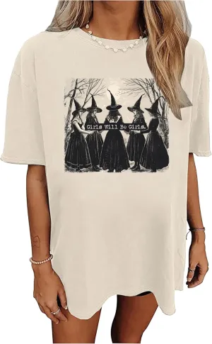 Halloween Oversized T Shirts for Women Cute Ghost Face Shirts Fall Pumpkin Spice Graphic Tshirts Casual Fitted Tees Tops