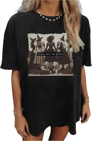 Halloween Oversized T Shirts for Women Cute Ghost Face Shirts Fall Pumpkin Spice Graphic Tshirts Casual Fitted Tees Tops