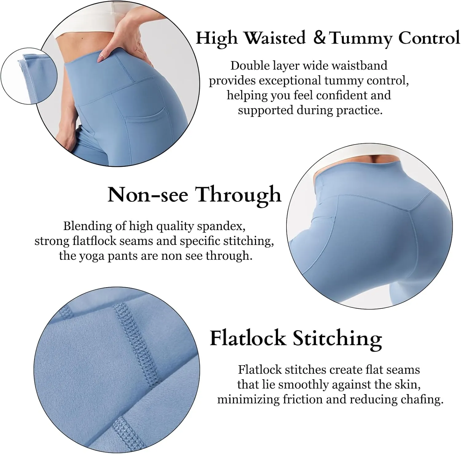 High Waisted Yoga Pants with Pockets, Tummy Control Workout Athletic Yoga Leggings for Women