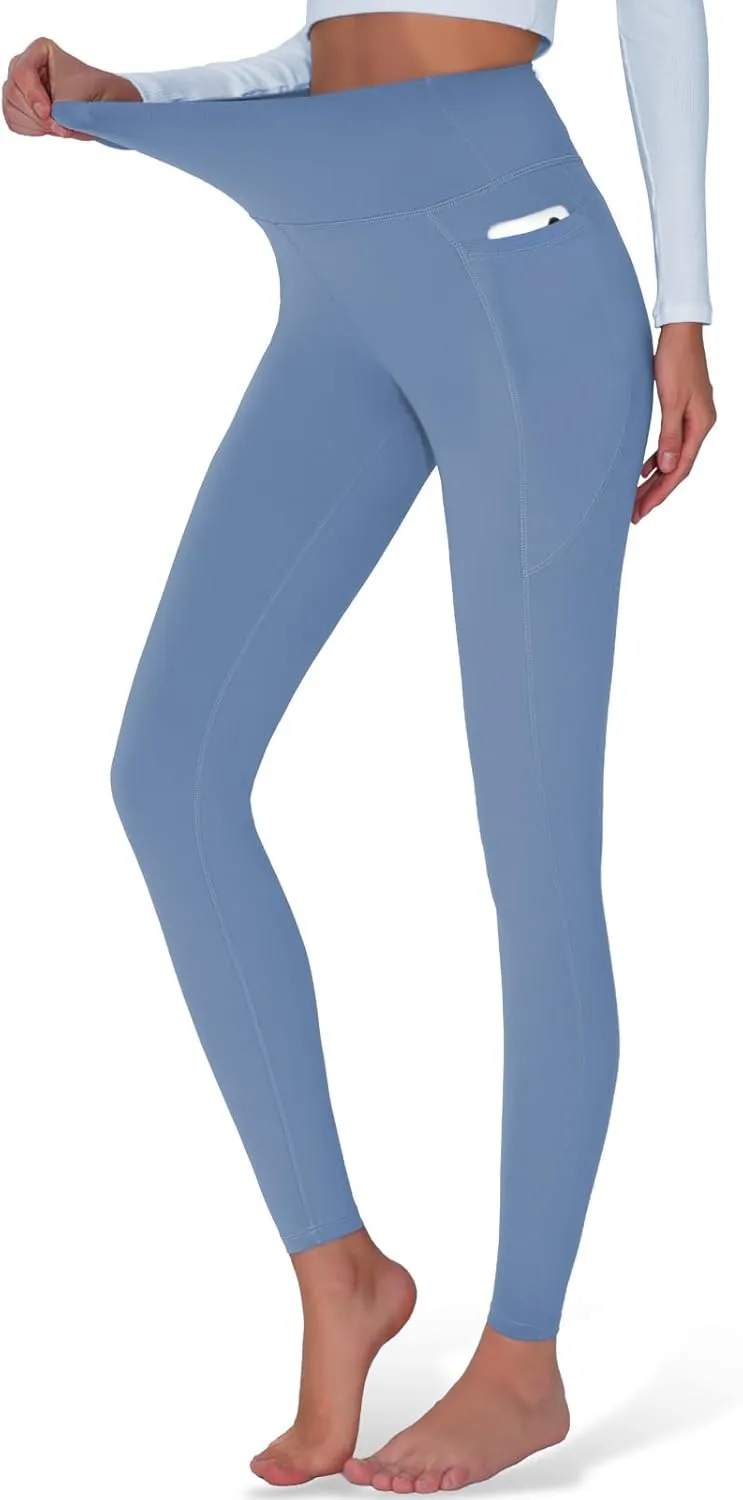 High Waisted Yoga Pants with Pockets, Tummy Control Workout Athletic Yoga Leggings for Women