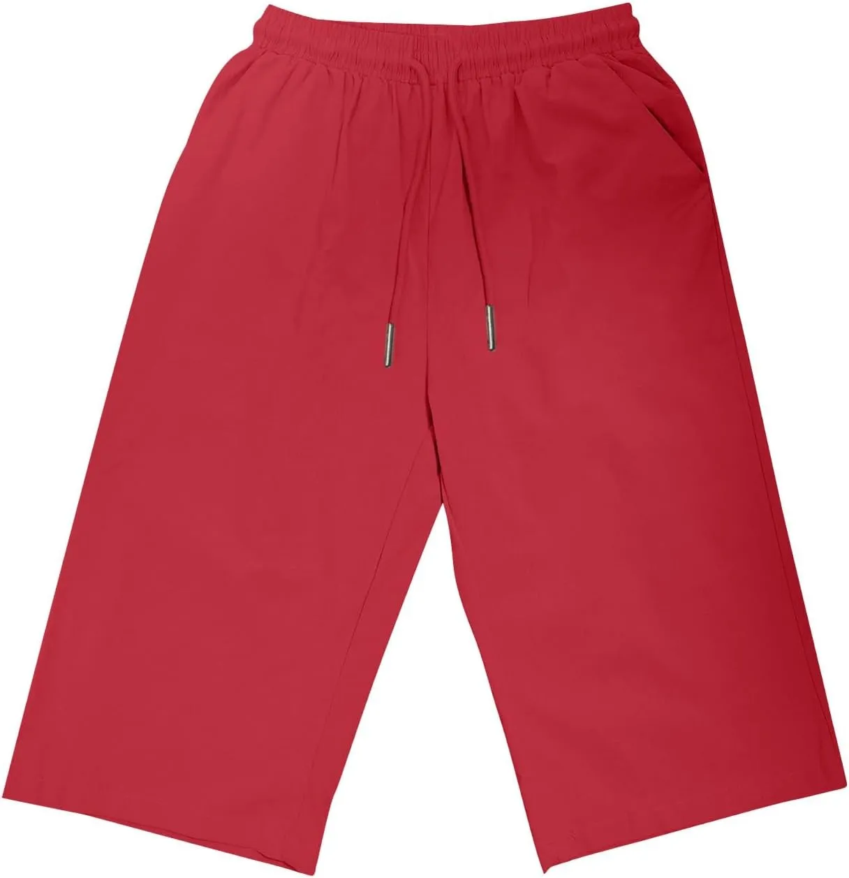 hlysgo Linen Shorts for Women Knee Length Bermuda Shorts 2025 Summer High Waist Drawstring Casual Beach Shorts with Pockets