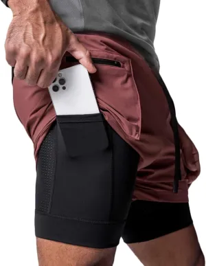 HNVAVQ Men's Casual Quick Dry Workout Running Gym Training Shorts with Pockets 2 in 1 Sports Shorts Compression Shorts