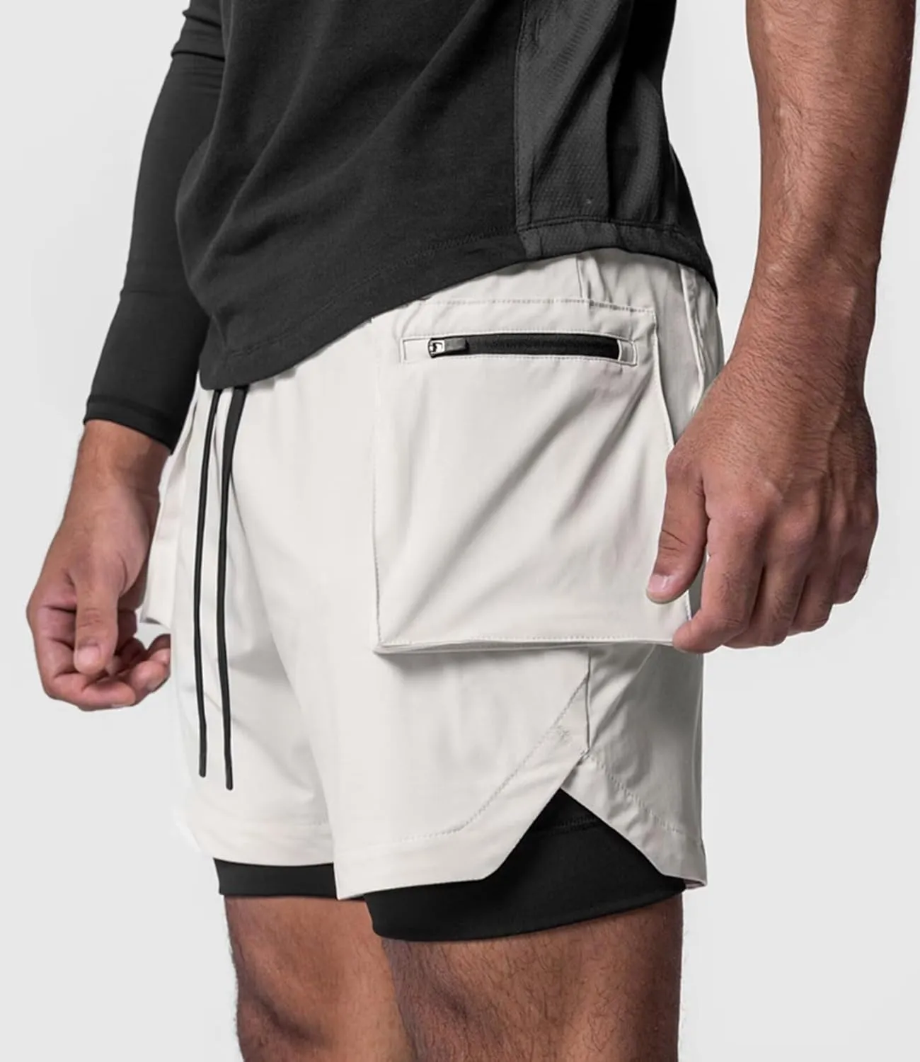 HNVAVQ Men's Casual Quick Dry Workout Running Gym Training Shorts with Pockets 2 in 1 Sports Shorts Compression Shorts