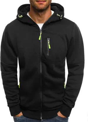 Hoodies for Men Full Zip Cardigan Sweatshirts Zip Up Long Sleeve Sweatshirt Casual Sports Coat with Zipper Pockets