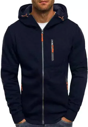Hoodies for Men Full Zip Cardigan Sweatshirts Zip Up Long Sleeve Sweatshirt Casual Sports Coat with Zipper Pockets