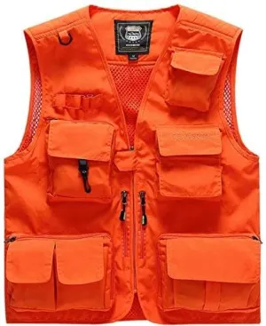 Hotmiss Men's Fishing Vest with 15 Multi Pockets Travel Photography Vest Outdoor Hunting Breathable Jackets