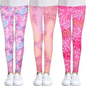 iLover Toddler Girls Cute Stretch Athletic Leggings Little Kids High Waisted Yoga Pants Ankle Length