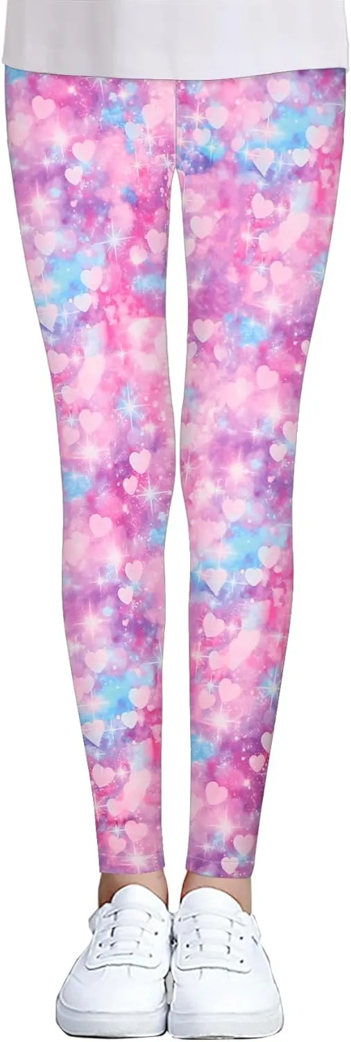 iLover Toddler Girls Cute Stretch Athletic Leggings Little Kids High Waisted Yoga Pants Ankle Length