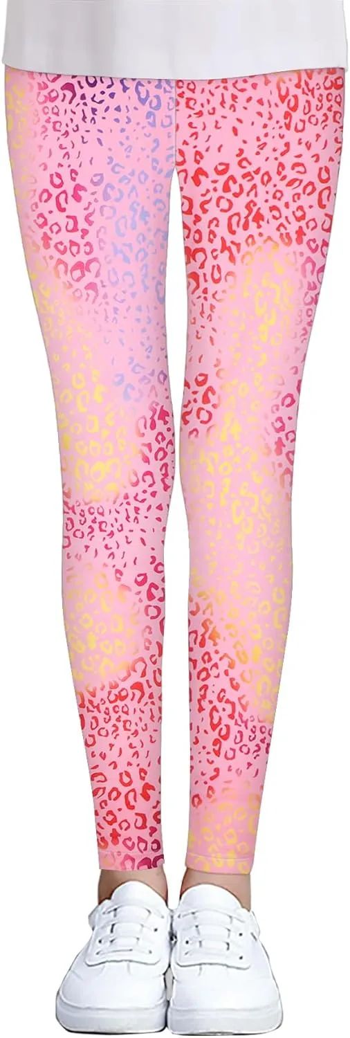 iLover Toddler Girls Cute Stretch Athletic Leggings Little Kids High Waisted Yoga Pants Ankle Length