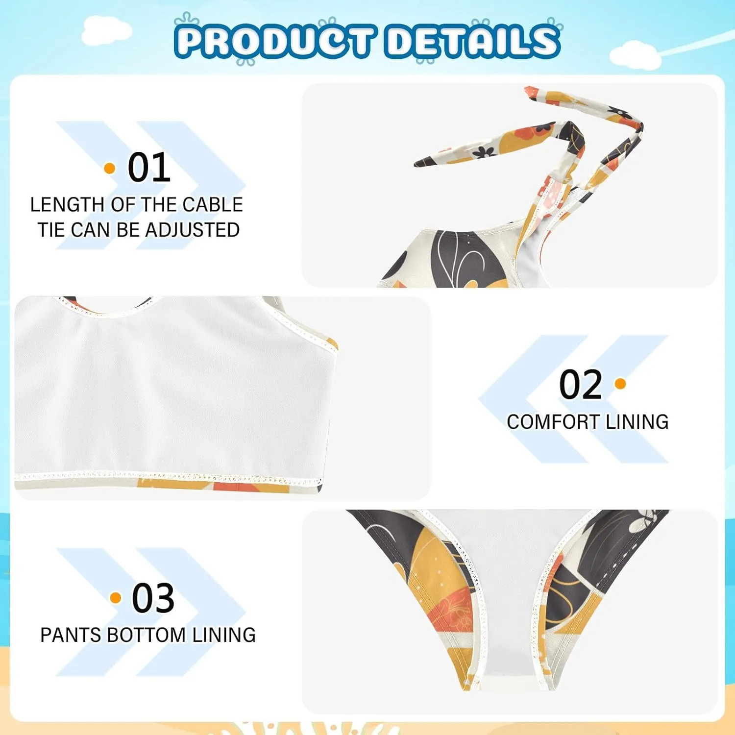 KLL Butterfly Beautiful Brown Girl Two Piecing Bikini Sets Beach Swimsuits Swimming Suits Adjustable Strap
