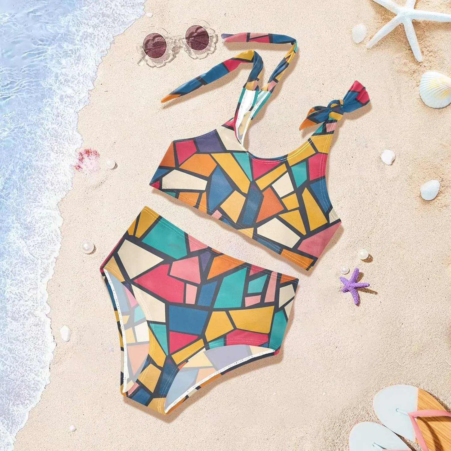 KLL Color Girl 2 Piecing Bikini Sets Beach Swimsuits Swimming Suits Cute Shoulder Strap