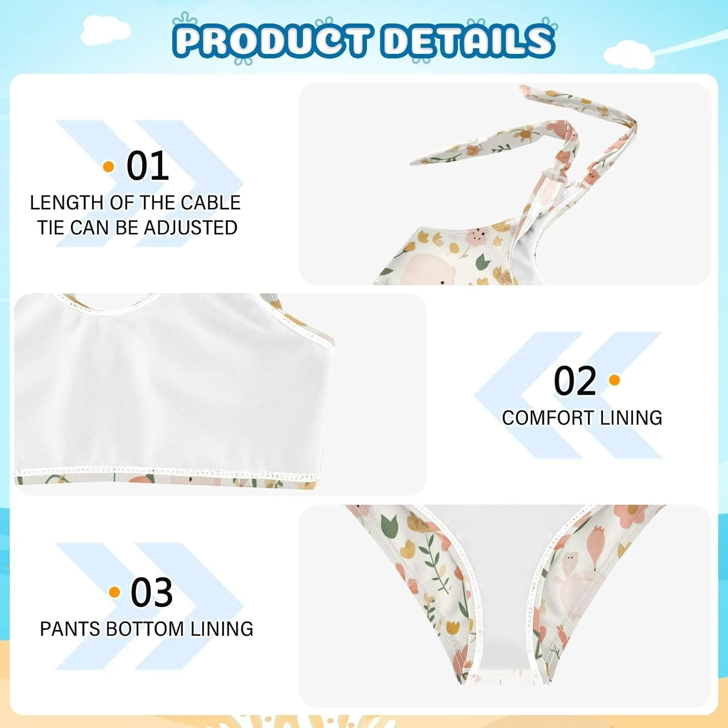 KLL Cute Girl 2 Piecing Bikini Sets Scoop Neck Swimsuits Swimming Suits Cute Shoulder Strap