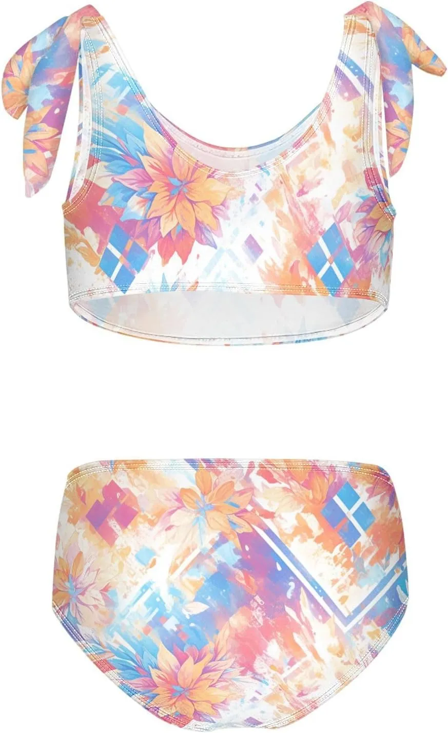 KLL Mandala Lattice Girls Two Piecing Bikini Set Beach Bathing Suit Swimming Suits Adjustable Shoulder Strap