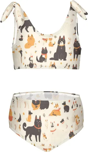KLL Pet Dogs Girls' 2 Piecing Bikini Set Scoop Neck Swimsuits Swimming Suits Adjustable Strap